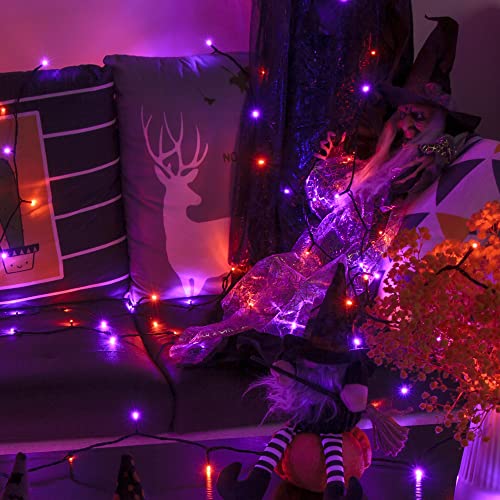 300 LED Halloween String Lights, 98.5FT with 8 Modes, Waterproof, Plug in for Indoor/Outdoor Party Decorations (Purple & Orange) - color: Purple & Orange