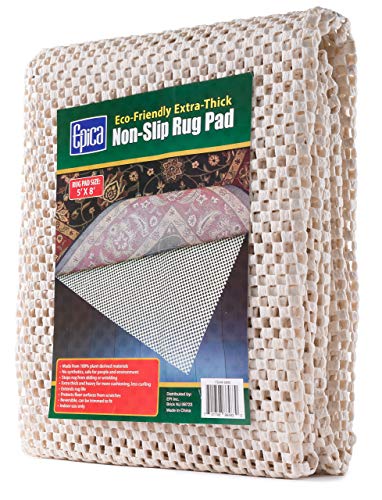 Epica Super-Grip Non-Slip Area Rug Pad 5 x 8 for Any Hard Surface Floor, Keeps Your Rugs Safe and in Place - size: 5' x 8' (Square)