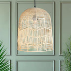 FOREVER BAMBOO Indonesian Natural Rattan Pendant Light Shade Handcrafted Wicker Light Fixtures Luxurious Basket Woven Lampshade Chandelier Interior Decor, Bell Shape 14 in H x 12 in W - style: Lombok Bell