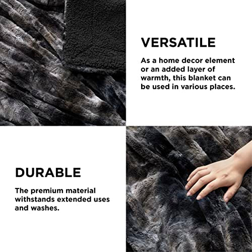 Bedsure GentleSoft Sherpa Fluffy Throw Blanket - Fleece Warm and Cozy Throw for Women Gift, Plush & Fuzzy Faux Fur Christmas Blanket for Couch, Sofa, Bed Decor, Tie Dye Design, Black, 50x60 Inches - color: 03 - Tie Dye Black, size: Throw (50" x 60")