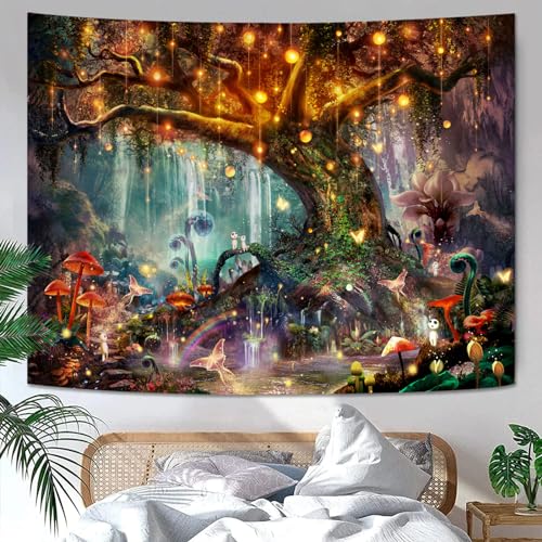 Spenlife Nature Tree Tapestry Mystical Forest Tapestry for Bedroom Aesthetic Tapastry's Wall Hanging Tapestries for Living Room Dorm Tree1 44×60 Inches - color: Blackish Blue, size: 60"L x 44"W
