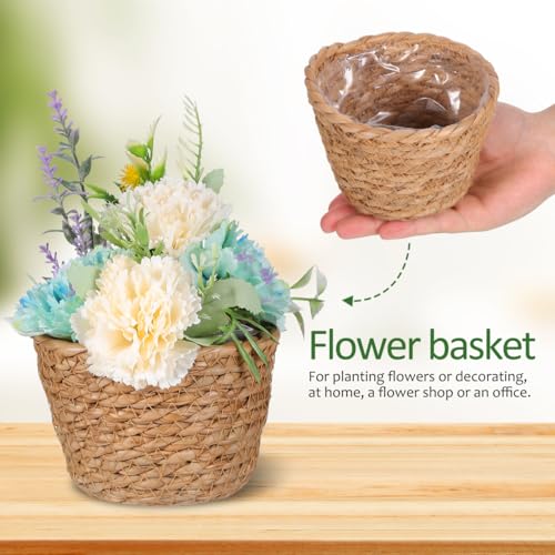 TOYANDONA 2pcs Modern Woven Plant Pots Natural Woven Planter Baskets Liner for Indoor Outdoor Random Color 5.1 inch
