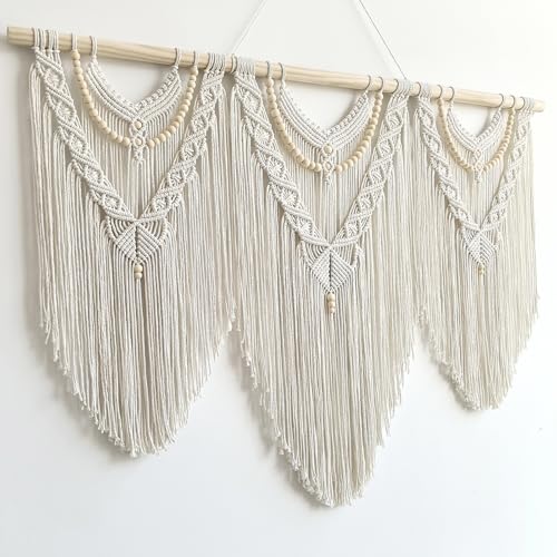 Achart Macrame Wall Hanging Large- Boho Wall Decor- large wall art- Wall Decor Living Room- Macrame Tapestry Boho Decor for Bedroom (Beige-V) - color: Beige-V