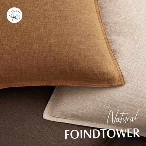 Foindtower Set of 2, Decorative Linen Solid Throw Pillow Covers Soft Accent Euro Cushion Case Boho Farmhouse Pillowcase for Chair Couch Sofa Bedroom Living Room Home Decor 16 x 16 Inch Autumn Orange - color: Honey Ginder, size: 16" x 16" (Pack of 2)