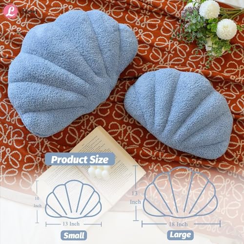 Lfsaaj Seashell Throw Pillows, Shell Shaped Throw Pillows, 18 Inch Soft Home Decorative Pillow Plush Cushion for Bed Couch Living Sofa Room Decor Accent Throw Pillow (Dusty Blue 18Inch) - color: Dusty Blue, size: Large-18Inch