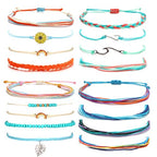 choice of all String Bracelets for Women Boho Wave Surfer Beach Wear Cute Bracelets Set Summer Friendship Jewelry Accessories Beach Stuff - color: G1:17 pcs rainbow surfer bracelets