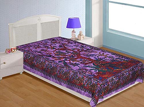 Purple Tree of Life Indian Mandala Window Door Curtains Decor Wall Hanging Room Window Curtains Wall Panels Boho Cotton Tapestry Psychedelic Wall Drapes Window Treatments Set - color: Purple, size: 52"W x 82"L (Pack of 1)