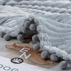 DISSA Fleece Blanket Throw Size – 51x63, Grey – Soft, Plush, Fluffy, Fuzzy, Warm, Cozy – Perfect Throw for Couch, Bed, Sofa - with Pompom Fringe - Flannel Blanket Throw Blanket - color: Grey, size: 51x63"