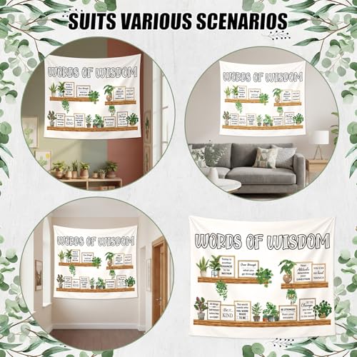 Tiamon Motivational Tapestry 5 x 4 ft Inspirational Classroom Wall Decorations Positive Affirmations Tapestry Backdrop Banner for School Office Home Bedroom Living Room Dorm Wall Decor (Greenery) - color: Beige, size: 11.8"L x 9.8"W, style: Greenery