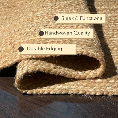 Chardin home Hand Woven Natural Jute Braided Rug – 2x7 Oval | Rustic Boho Farmhouse Style | Solid Natural Fiber Rug for Hallway, Entryway, Kitchen, Bedroom, Dining Room, Study, Office - size: 2' x 7' (Oval)