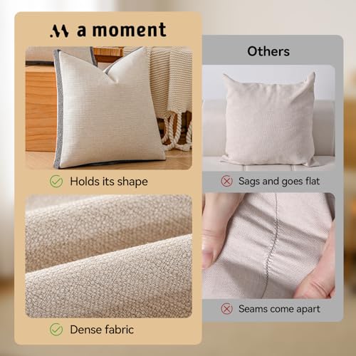 a moment Loop Yarn Linen-Like Pillow Cover Natural Soft Decorative Throw Pillow Case Farmhouse 18x18 Inch, Bohemian Textured Cushion Cover for Sofa Bed, Wrinkle-Resistant Home Decor Grey - color: Grey, size: 18" x 18" (Pack of 2)