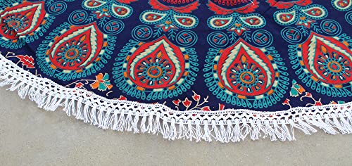 Round Beach Tapestry Mandala Boho Hippie Blanket Cotton Bohemian Table Cloth Home Decor Yoga Mat Meditation Picnic Rug Throw Hippy Boho Gypsy Tablecloth Roundie 70 Inches Orange And Blue - color: Orange And Blue, size: 70"L x 70"W