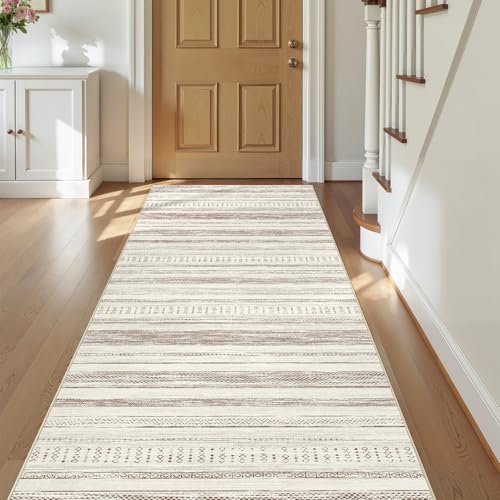 Tortania Area Rug 2x6 Runner Rugs - Washable Soft Neutral Boho Moroccan Farmhouse Rug Indoor Floor Carpet for Living Room Bedroom Kitchen Entryway Under Dining Table Home Office Decor - Beige - color: Beige, size: 2' x 6' (Runner)