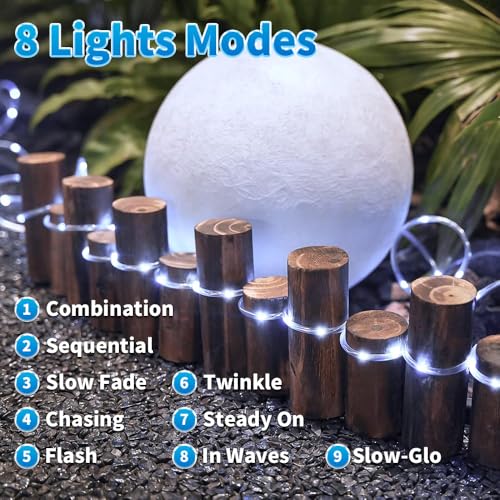 LairtPOW Solar Rope Lights, 39FT 100LEDs Outdoor Solar Strip Lights,IP65 Waterproof Outdoor Led Rope Lights with 8 Lighting Modes for Garden Yard Christmas Holiday Palm Tree Decoration (Cool White) - color: Cool White, size: 100 LED
