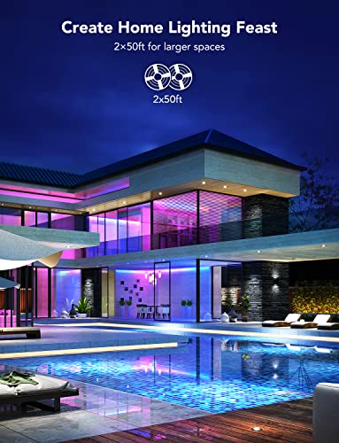 Govee 100ft RGBIC LED Strip Lights, Smart LED Lights for Bedroom, Bluetooth LED Strip Lights APP Control, DIY Multiple Colors on One Line, Color Changing LED Lights for Bedroom Decor - size: 100ft