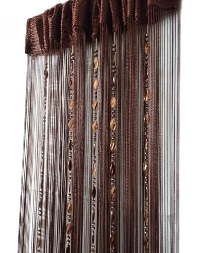 ave split 100cmX200cm Decorative Door String Curtain Beads Wall Panel Fringe Window Room Divider Blind for Wedding Coffee House Restaurant Parts Door Divider Beads Tassel Screen Decoration (coffee25) - color: Coffee