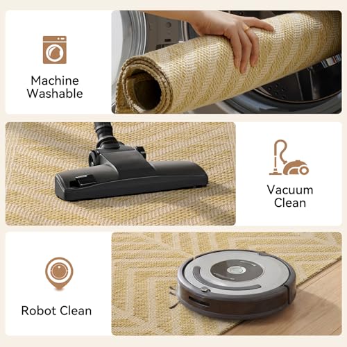 Washable Entryway Rug 2x3 - Non Slip Small Door Mat Indoor Entrance - Low Profile Front Door Mats for Inside House - Boho Woven Foyer Rug - Absorbent Mud Mat for Entryway,Mudroom(2'x3',Brown) - color: Brown-c, size: 2' x 3'