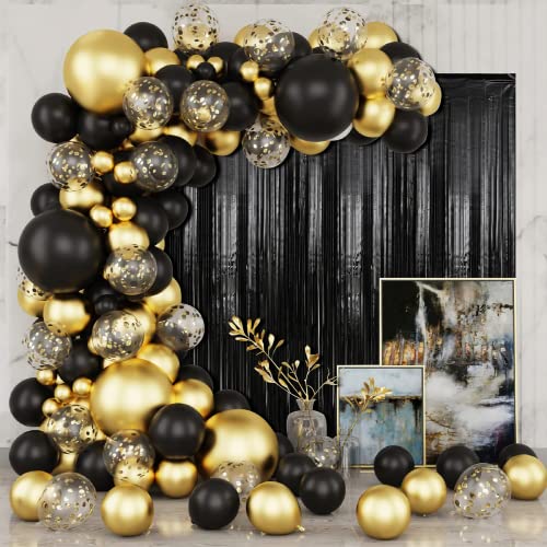Crosize 2 Pack 3.3 x 9.9 ft Black Foil Fringe Backdrop Curtain, Streamer Backdrop Curtains, Streamers Birthday Party Decorations, Tinsel Curtain for Parties, Photo Booth Backdrops, Party Décor - color: Black, size: 2 Pack