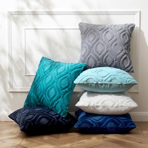 MIULEE Pure White Throw Pillow Covers 18x18 Inch, Soft Winter Plush Faux Wool Couch Pillow Covers Set of 2 Decorative Farmhouse Boho Throw Pillows for Sofa Living Room Bed - color: Pure White, size: 18" x 18" (Pack of 2)