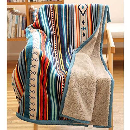 COTTEBED Flannel Sherpa Boho Throw Blankets,All Seasons Lightweight Super Soft Cozy Comfy Fluffy Fuzzy,Fleece Bedding Blanket for Bed Sofa Couch Living Room Camping Travel(Bohemia,50x60) - color: Bohemia, size: Throw(50x60)Sherpa