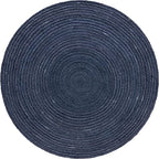 Unique Loom Braided Jute Collection Area Rug - Dhaka (5' 1" Round, Navy Blue) - color: Navy Blue, size: 5'1" (Round)