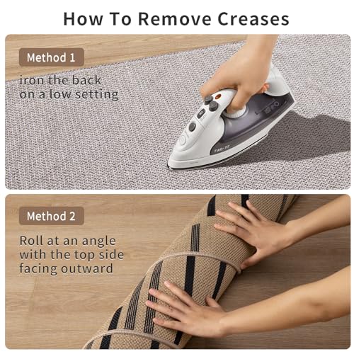Tangsoo Stripe Easy Jute Rug,Ultra Thin 2x3 Outdoor Rug for Entryway,Non-Slip Washable Small Rug Modern Front Door Mat Non Shedding Throw Carpet for Kitchen Bedroom Porch Doorway - color: Black Stripe-2, size: 2x3ft