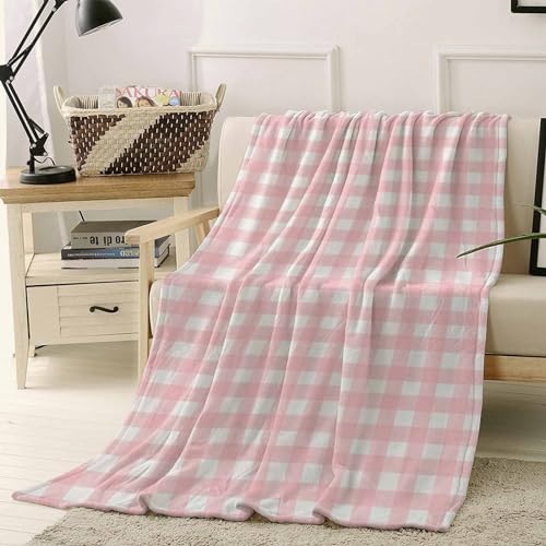 Christmas Throw Blankets, Rustic Pink White Buffalo Check Plaid Pattern Soft Fleece Blanket Decorative for Home Sofa Couch Chair Living Bedroom,40x50 Inches, Farmhouse - color: Christmas-hzf06147, size: 40x50 Inch
