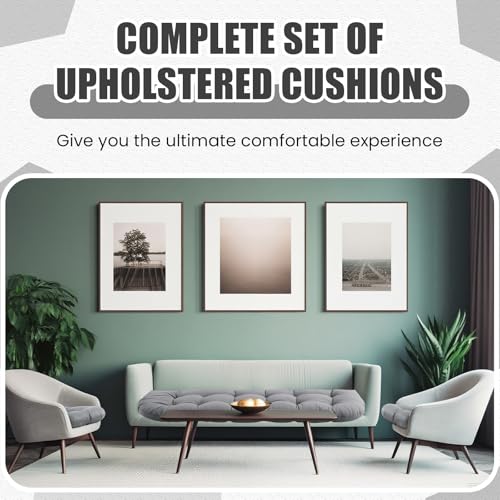 Barydat 3 Pack Wicker Furniture Cushions Waterproof Outdoor/Indoor Tufted Wicker Chair Cushions 1 Loveseat and 2 U-Shape Rattan Chairs for Patio Furniture, Rattan Love Seat, Bench(Gray) - color: Gray