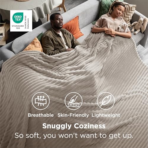 Bedsure GentleSoft Large Fleece Blanket for Bed - Cozy Soft Throw Blankets for Women, Cute Large Throws for Girls, Beige, 120x120 Inches - color: Beige, size: Large
