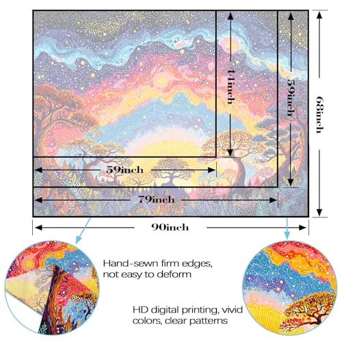 Spenlife Nebula Sunrise Forest Wall Tapestry, Trippy Colorful Sky Tapestries for Bedroom Decor, Dreamlike Tapestry 80x60 Inch - color: Blue, size: 80"L x 60"W