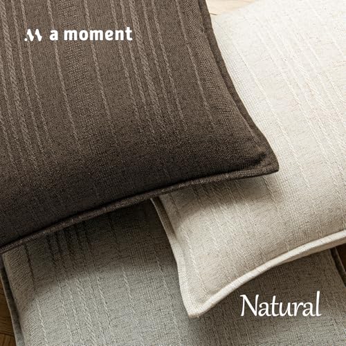 a moment Linen Pillow Covers Set of 2,Boho Farmhouse Throw Pillowcases Neutral Textured Decorative Covers for Couch Sofa,Soft Linen Blend Accent Case Cushion Home Decor 18"x18"Coco Brown - color: Coco Brown, size: 18" x 18" (Pack of 2)