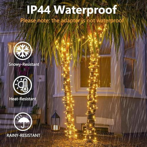 66FT 200LED Christmas String Lights Outdoor/Indoor, Extendable Twinkle Fairy Lights Waterproof Clear Wire with 8 Modes&Timer Function for Garden Bedroom Patio Christmas Tree Decorations (Warm White) - color: Warm White, size: 200LED