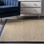 Nuloom Elijah Navy/Natural, 3' x 5', Basketweave, Seagrass, Soft and Textured, High Traffic, Stain Resistant, Easy Clean, Durable Area Rug for Bedroom, Living Room, Dining, Den, Foyer, Entryway - color: Navy, size: 3' x 5' (Rectangular)