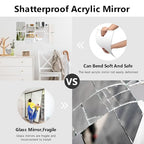Shiftshade Wall Stickers - Unbreakable Self-Adhesive Mirror Tiles for Bedroom, Home, Gym, Door - Acrylic Shatterproof Sheets, Panels (8x8 Inch, 4 Pcs) - size: 8x8inchx4pack