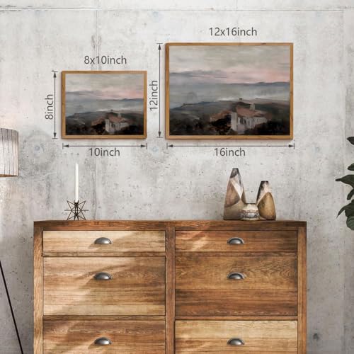 OIQArtOIQ Vintage Landscape Canvas Wall Art Framed Natural Scenery Painting Artwork Prints France Country Wilderness Farmhouse Decor Pictures Kitchen Bedroom Living Room Bathroom - color: Coastal Town, size: 8x10 in
