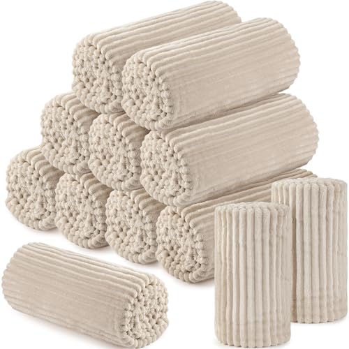 Buryeah 12 Pcs Flannel Throw Blanket Bulk 50 x 60 in Sleepover Blanket Outdoor Wedding Throw Lightweight, Oeko-tex Standard 100 Certified for Sofa Homeless Gifts (Khaki) - color: Khaki