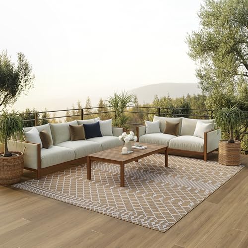 Nourison Home Positano Jute 6' x 9' Area Rug - Easy Clean, Non Shedding, Bed Room, Living Room, Dining Room, Kitchen (6' x 9') - color: Jute, size: 6' x 9' (Rectangular)