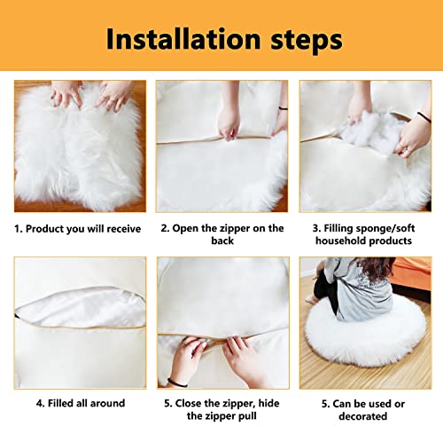 Asuprui Unstuffed Floor Pillow Meditation Cushion No Filler Large Floor Cushion for Sitting Fluffy Floor Seat Fuzzy Oversized Seat Pillow for Adult 24X24X6 Inches White Round Cover ONLY - color: White, size: 24x24x6 Inches