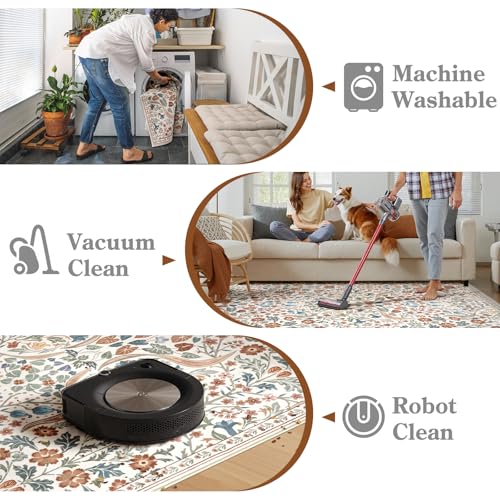 Moynesa Floral 2x3 Rugs for Entryway, Washable Kitchen Rug Non Slip Small Bathroom Throw Rug, Boho Flower Soft Ultra Thin Indoor Front Door Mat for Laundry Bedroom Entry, Beige - color: Beige, size: 2' x 3' (Rectangular)