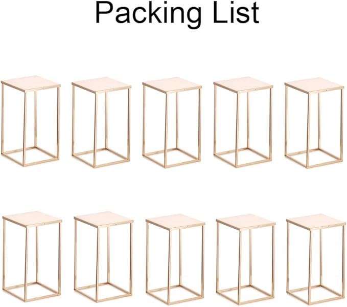 Gold Stand Wedding Centerpieces for Tables - 15.75in Tall Vases for Centerpieces, 10 Pcs Metal Column Flower Stand, Rectangular Flower Display Rack, Wedding Decorations for Table, Party, Event, Home