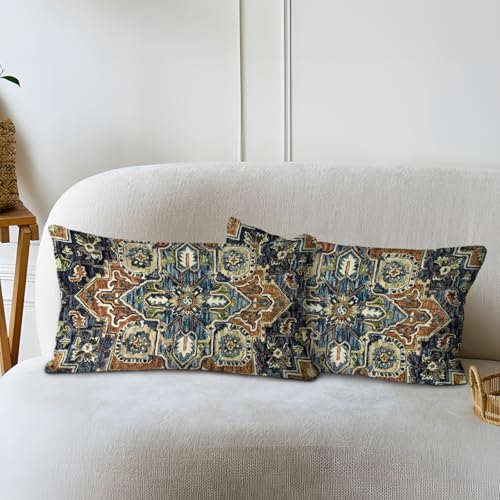 Boho Throw Pillow Covers 12x20 inch Set of 2,Boho Vintage Carpet Pattern Antique Ethnic Decor Double Sided Pattern Cushion Cover Soft Pillow Case Living Sofa Room Bed Square Pillow Cover - color: Boho-2, size: 20" x 12" (Pack of 2)