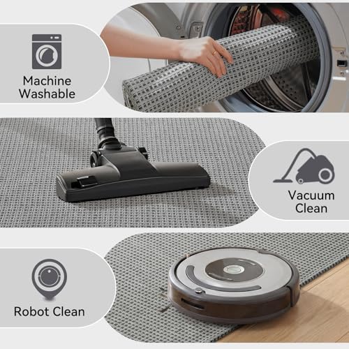 Washable 2x3 Entryway Rug, Door Mat Indoor Entrance, Non Slip Kitchen Rug, Boho Woven Small Rugs,Low Pile Front Door Mats for Laundry, Living Room Bedroom Farmhouse Decor (2'x3', Grey) - color: Grey, size: 2' x 3'