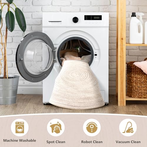 Asrug Imitation Jute Low Pile Round Rug Area Rug Washable Non-Slip Circle Rug Soft Plush Touch Circle Rugs Round for Kitchen Bathroom Living Bedroom Nursery, Carpet 3ft /36 inch/91 cm Khaki - color: Khaki, size: 3ft