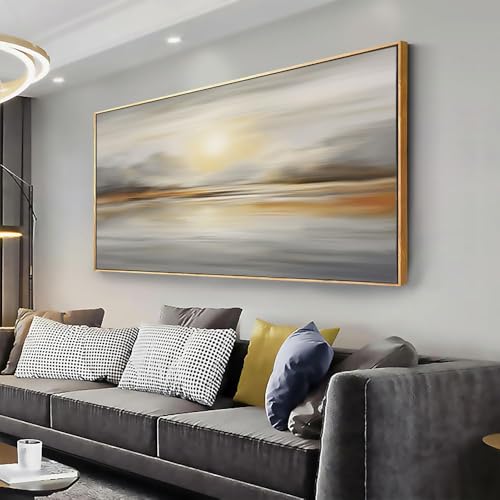 Framed Wall Art Abstract Seascape Canvas Printing Wall Decor Artwork for Living Room Bedroom Dining Room Home Office Decor 30x60inch - color: Grey, size: 30"L x 60"W