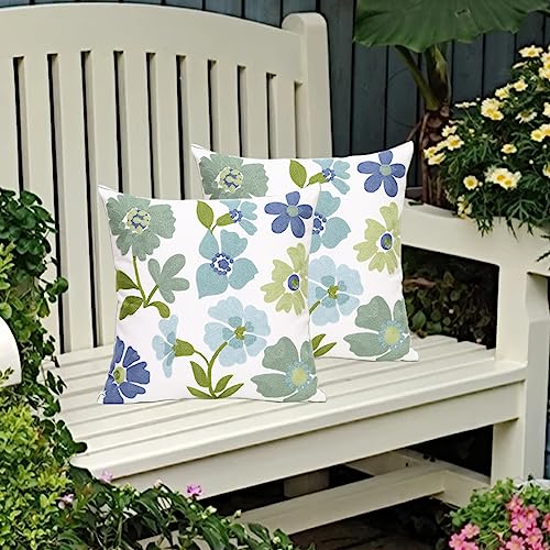 Pack of 2 Embroidered Decorative Throw Pillow Cover 18x18 Inch Farmhouse Floral Pillowcase for Living Room Sofa Bed (Grass Flower) - color: Grass Flower