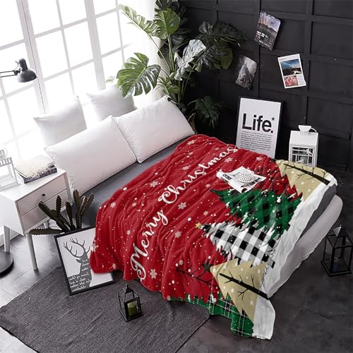 Red Merry Christmas Throw Blankets, Green Christmas Tree Soft Fleece Blanket Decorative for Home Sofa Couch Chair Living Bedroom,40x50 Inches, White Snow Forest Winter - color: Christmas-lxm12886, size: 40x50 Inch