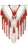 HARWAVE Macrame Wall Hanging, Handmade Boho Woven Wall Hanging with Tassel, Wall Decor for Bedroom Living Room Nursery Apartment (Purplish Red)