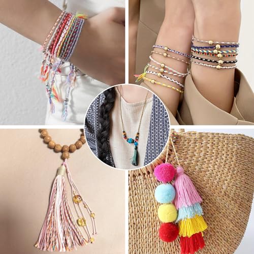 17.2 Yards 1.5mm 4-Ply Polycotton Metallic Cord Colorful Macrame Braided Cord Jewelry Beading Thread for String Wall Hangings Plant Hanger String Knitting Macrame Rope Bracelet DIY Craft - color: Mixed Color 8, size: 1.5mm