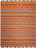 SAFAVIEH Area Rug 8x10 - Montauk Collection - Large - Rust & Multi, Handmade Cotton, Boho Stripe Fringe Design, Ideal for Living Room, Bedroom, Office, Dining Space (MTK901D) - color: Rust/Multi, size: 8' x 10' (Rectangular)
