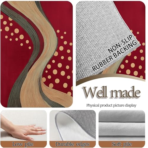 2 X 3 ft Washable Area Rugs Simple - Soft Non-Slip Indoor Carpet with Stripes Polka Dots Pattern for Living Room Bedside Doormat Under the Table, Red Print Low-Pile Throw Rugs - color: Red 10, size: 2' x 3' (Rectangular)
